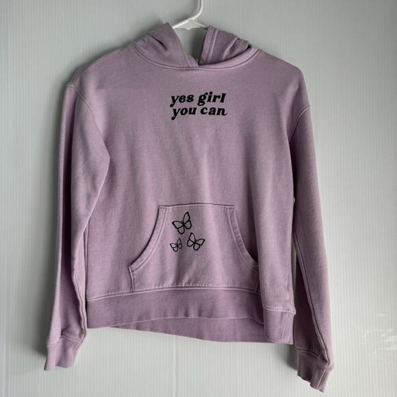 SO Kohls Yes Girl You Can Pullover Hoodie Hooded Sweatshirt Purple Size Large - Picture 1 of 5